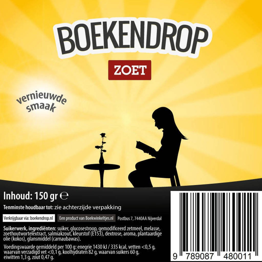 Boekwinkeltjes-reeks: Boekendrop, doos met 30 zakjes a 150 gram drop