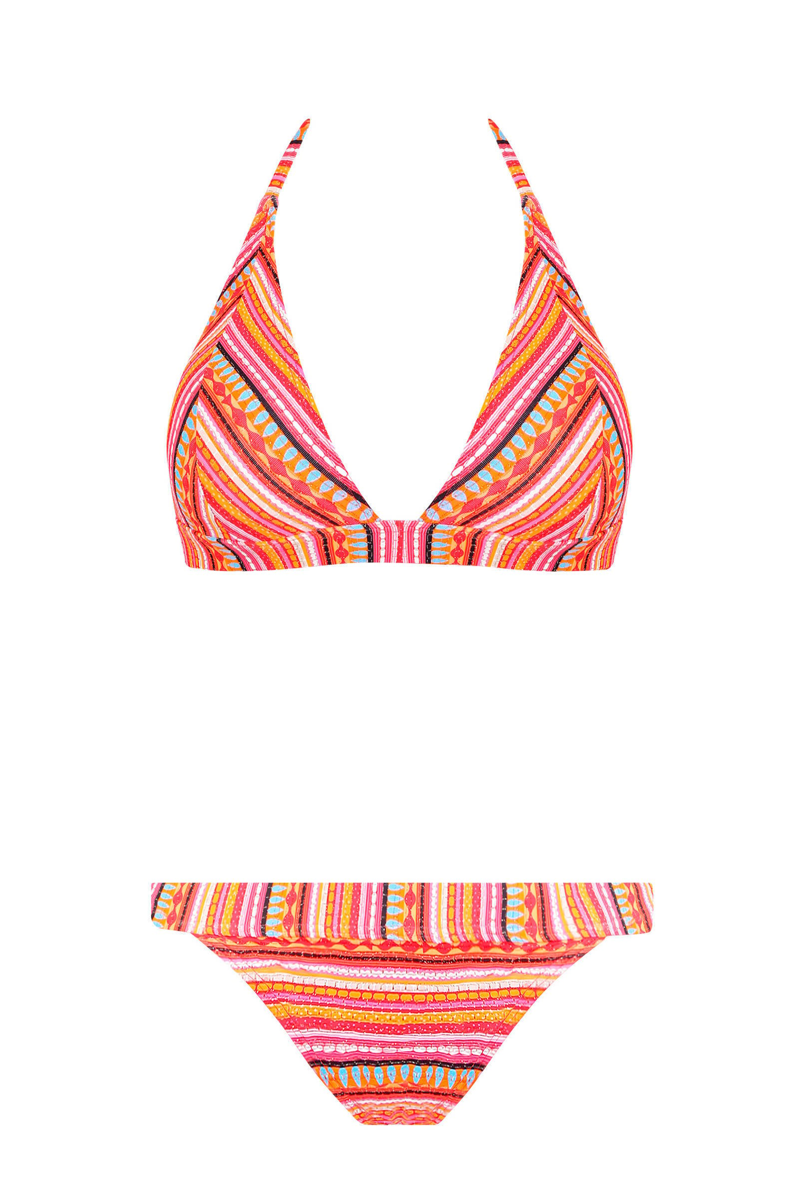Lascana triangel bikini met all over print oranje roze geel