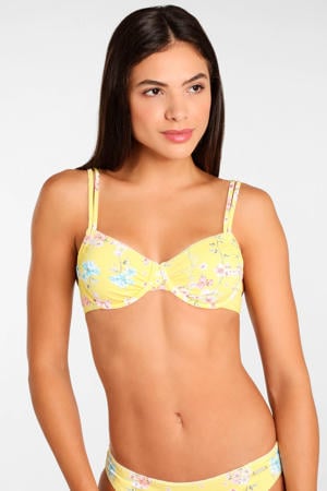 gebloemde beugel bikinitop geel/wit