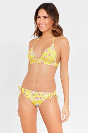 voorgevormde gebloemde triangel bikinitop geel/roze/wit