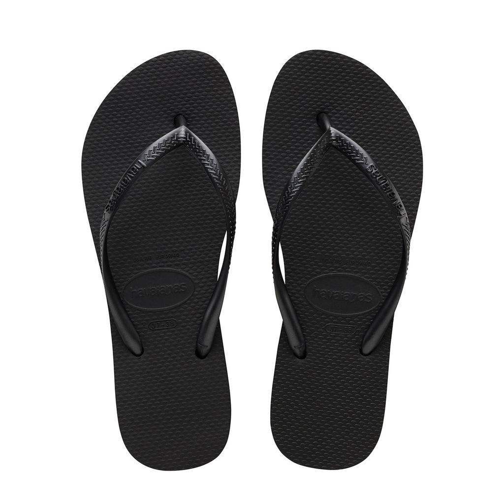 Zwarte dames Havaianas Slim Flatform teenslippers van rubber