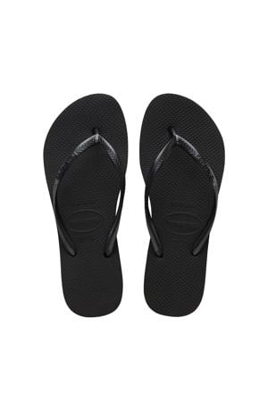 Slim Flatform teenslippers zwart