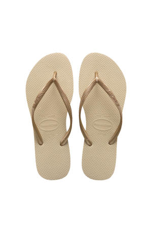 Slim teenslippers beige/goud