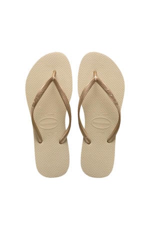 Slim teenslippers beige/goud
