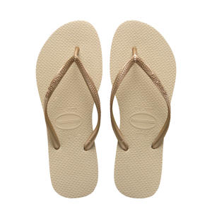 Slim teenslippers beige/goud