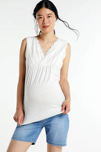 LOVE2WAIT zwangerschaps- en voedingstop met kant off white
