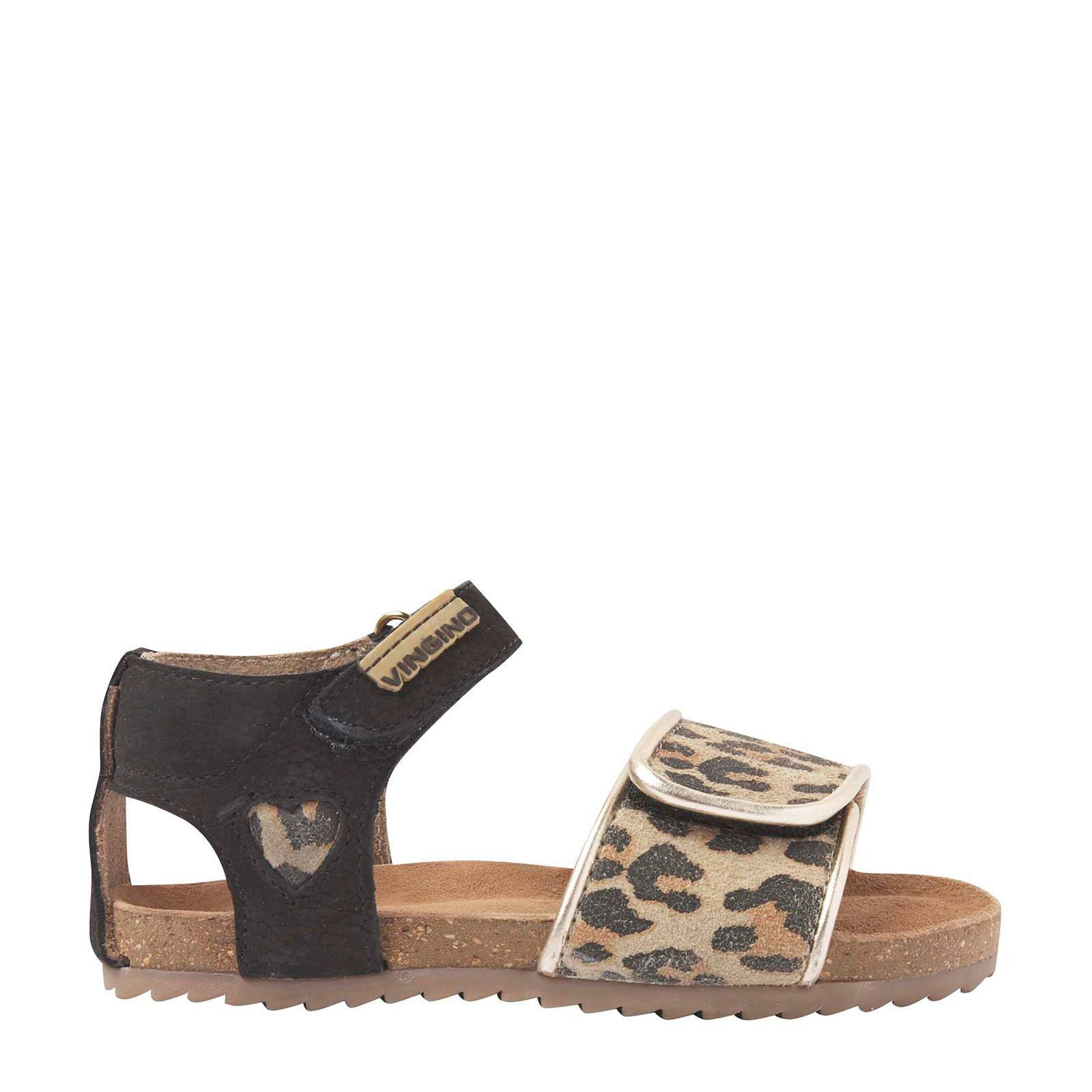 Vingino Floor leren sandalen panterprint/zwart | wehkamp
