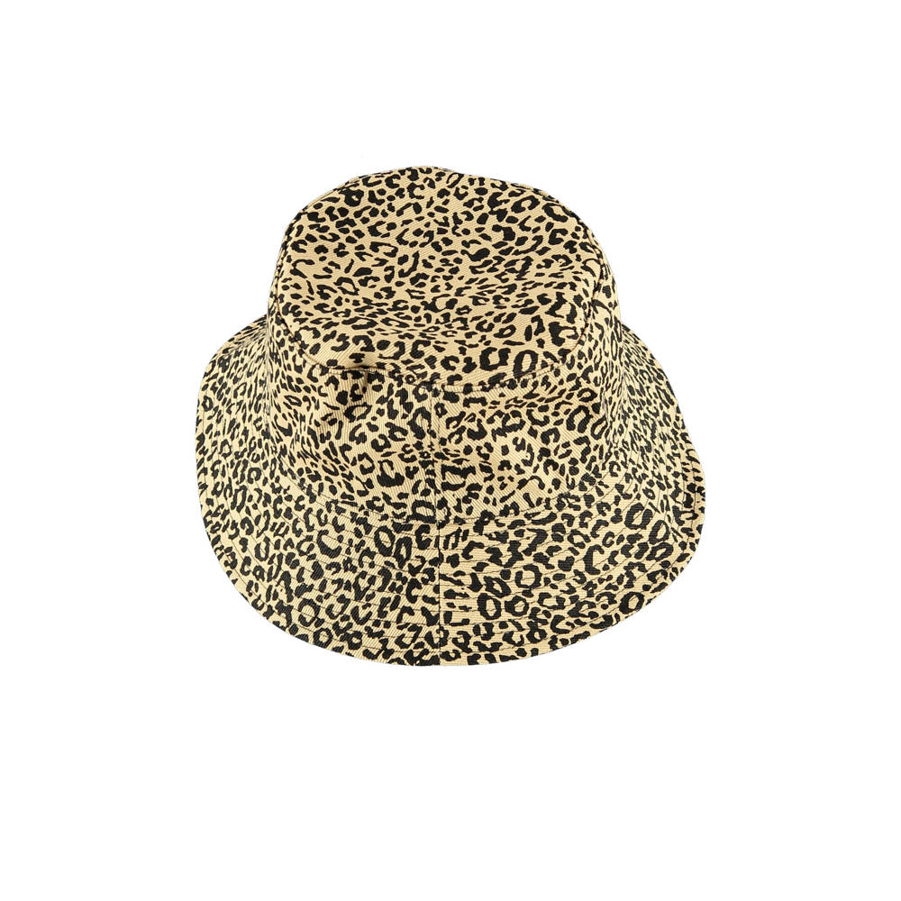 Sarlini bucket hat met luipaardprint beige zwart