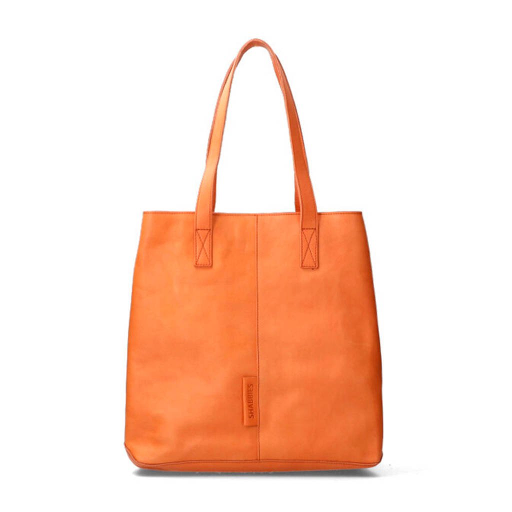 Shabbies Amsterdam leren shopper cognac, Cognac