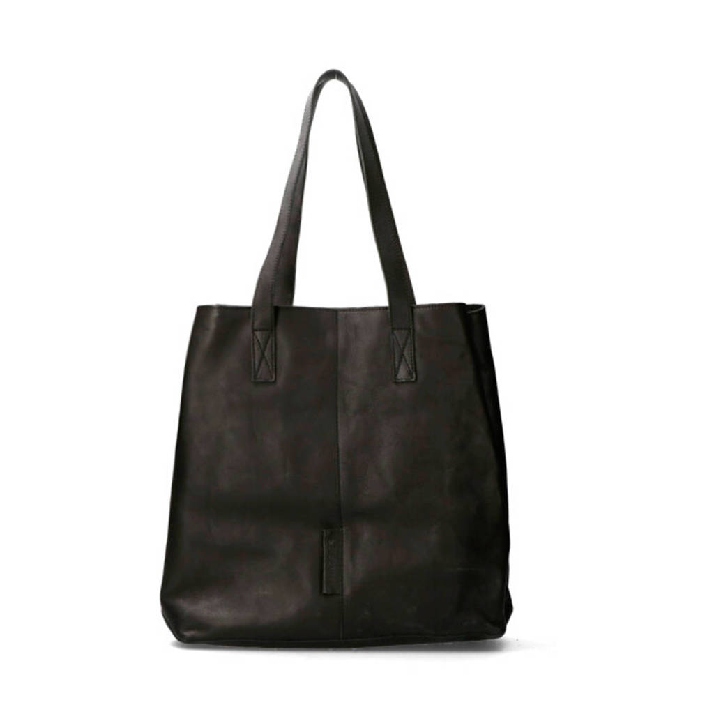 Shabbies Amsterdam leren shopper zwart, Zwart
