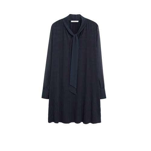 Violeta by Mango jurk met plooien middenblauw Violeta by Mango jurk met plooien middenblauw