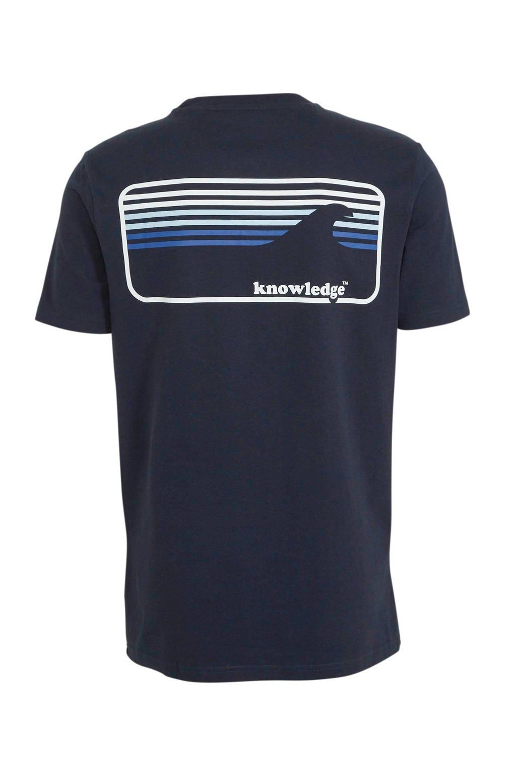 Knowledge Cotton Apparel Tshirt met logo zwart wehkamp