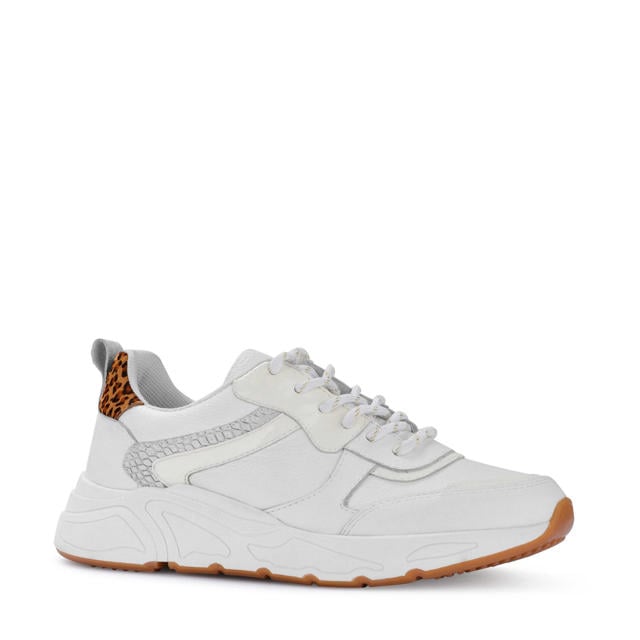 PS Poelman leren sneakers wit/panterprint wehkamp