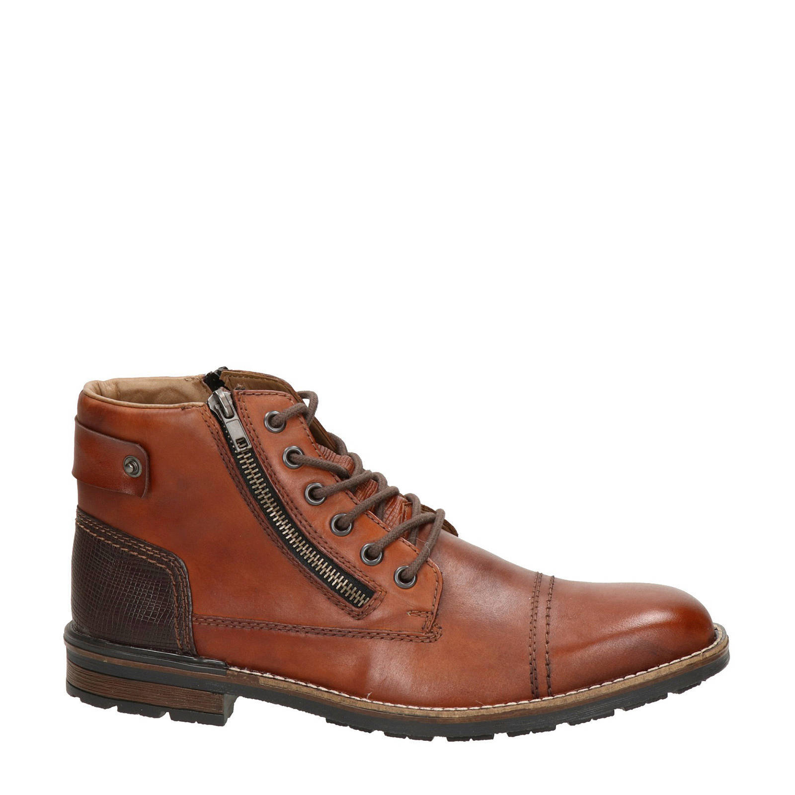 Rieker leren veterboots cognac | wehkamp