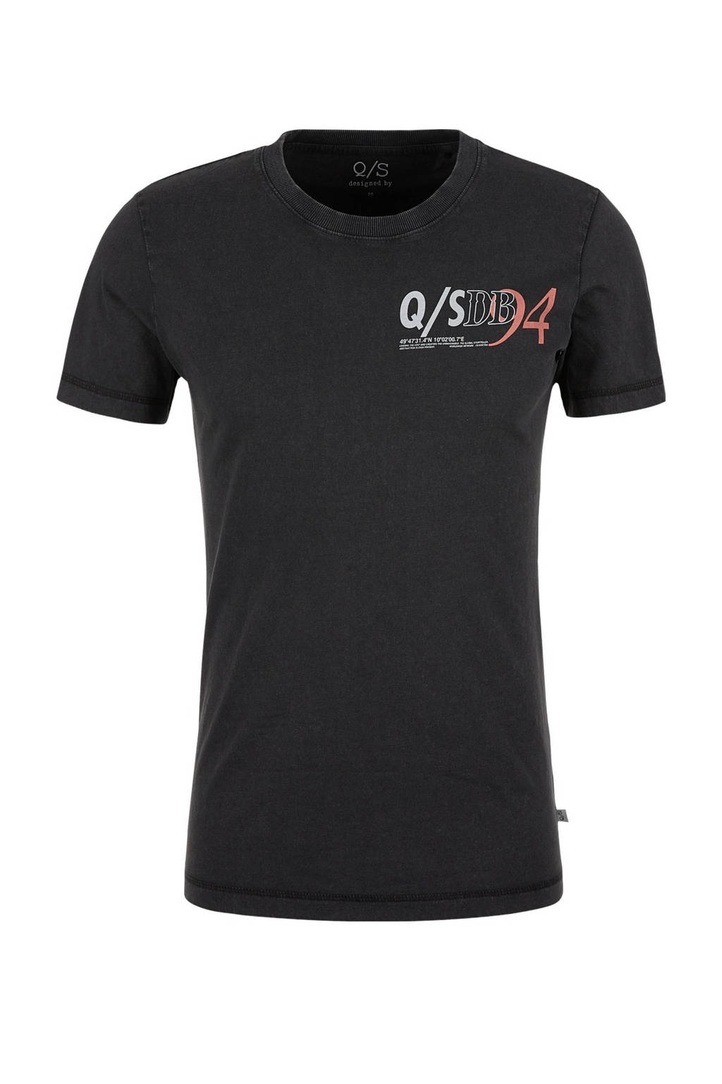 Q/S designed by T-shirt met logo antraciet, Antraciet