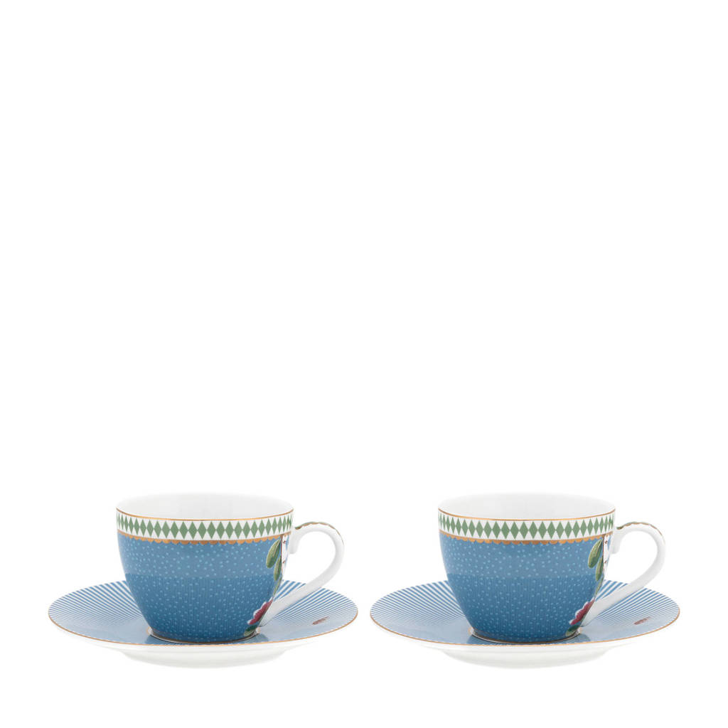 Pip Studio La Majorelle kop en schotel (120 ml) (set van 2), Blauw