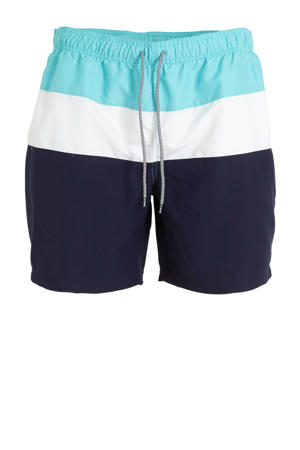 zwemshort donkerblauw/lichtblauw/wit