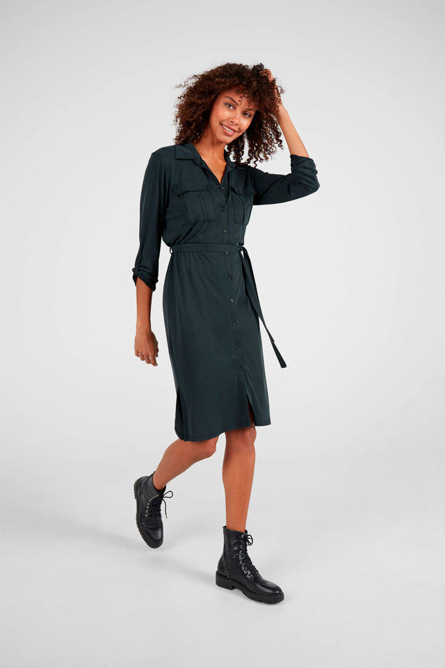natuurkundige Betsy Trotwood munt Expresso Zwarte safari-stijl jurk | wehkamp