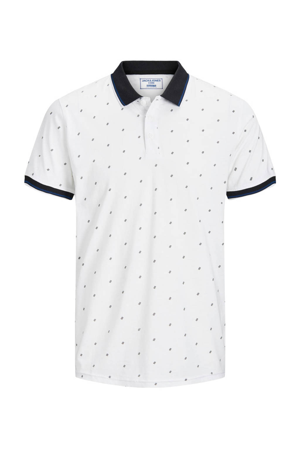 JACK & JONES CORE regular fit polo Carlo met all over print wit, Wit
