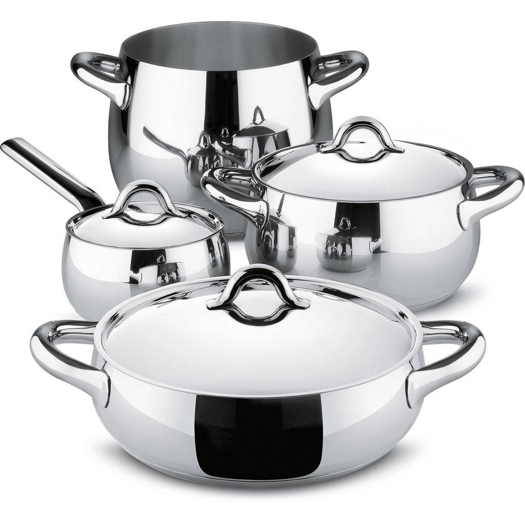 Alessi pannenset Mami (4-Delig), Zilverkleurig