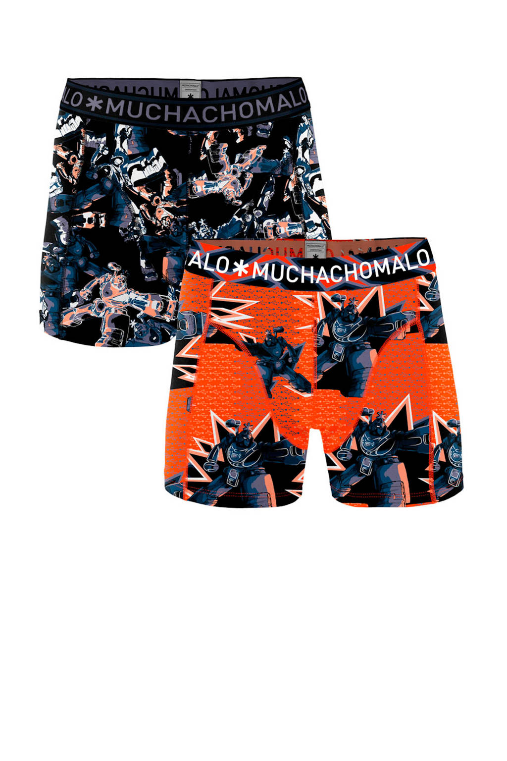 Muchachomalo boxershort Gadgets - set van 2 oranje/blauw, Oranje/zwart