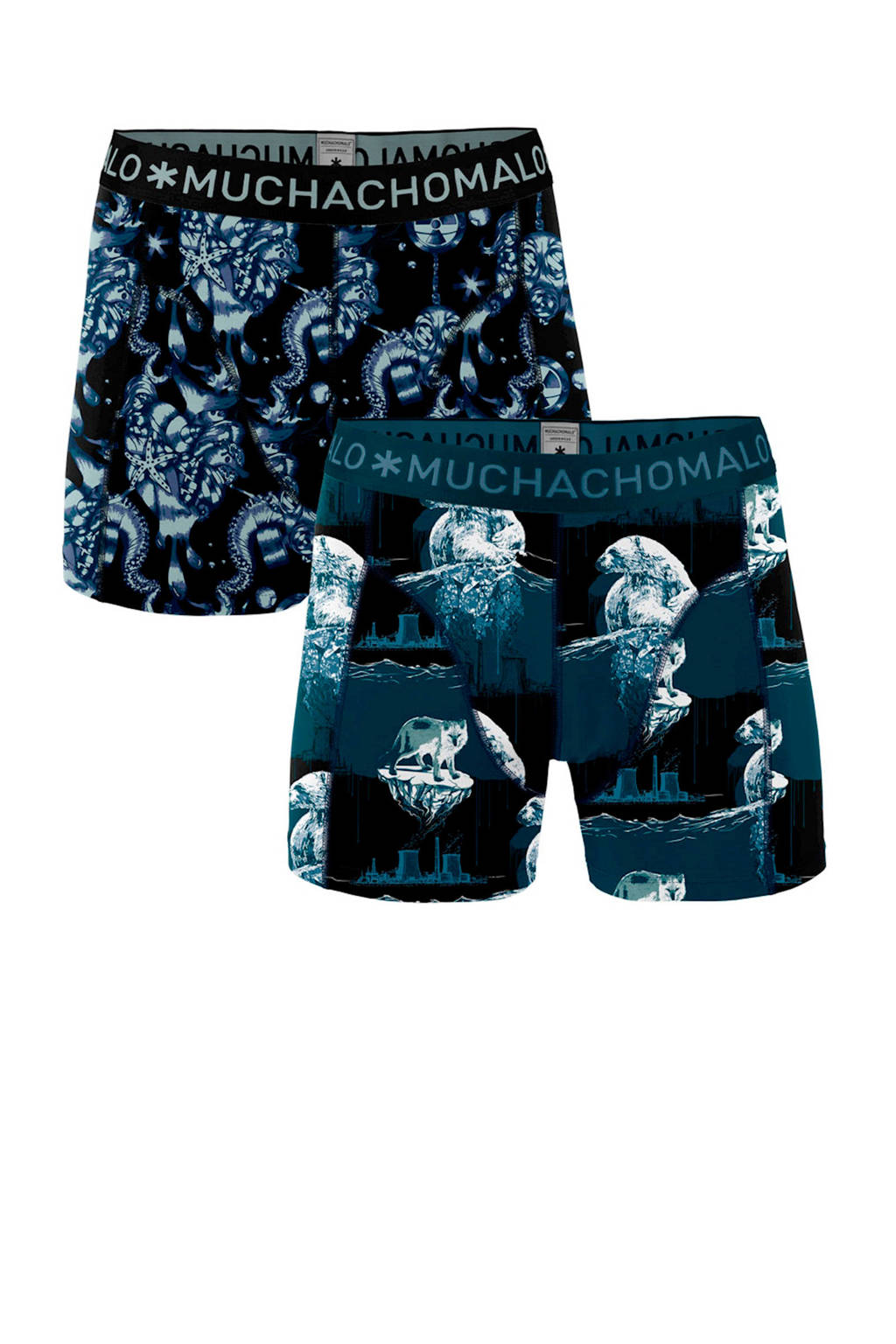 Muchachomalo boxershort Climate change - set van 2 petrol/zwart, Petrol/zwart