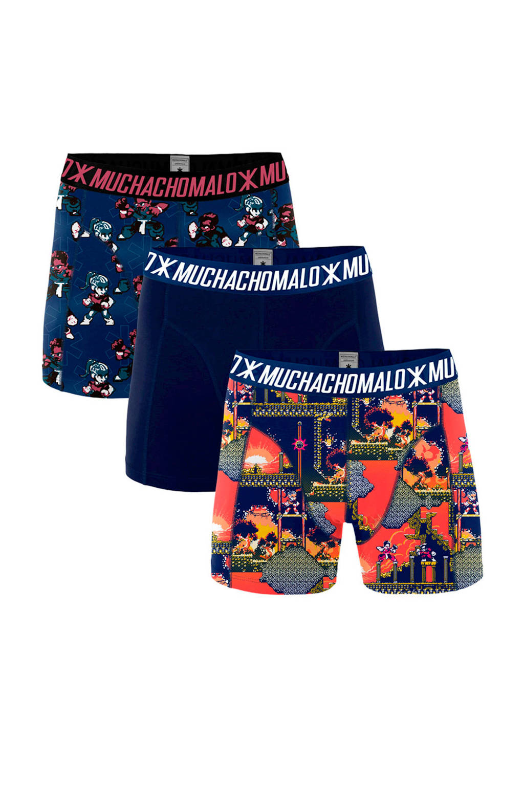Muchachomalo boxershort Super Nintendo - set van 3 blauw/rood, Donkerblauw/rood