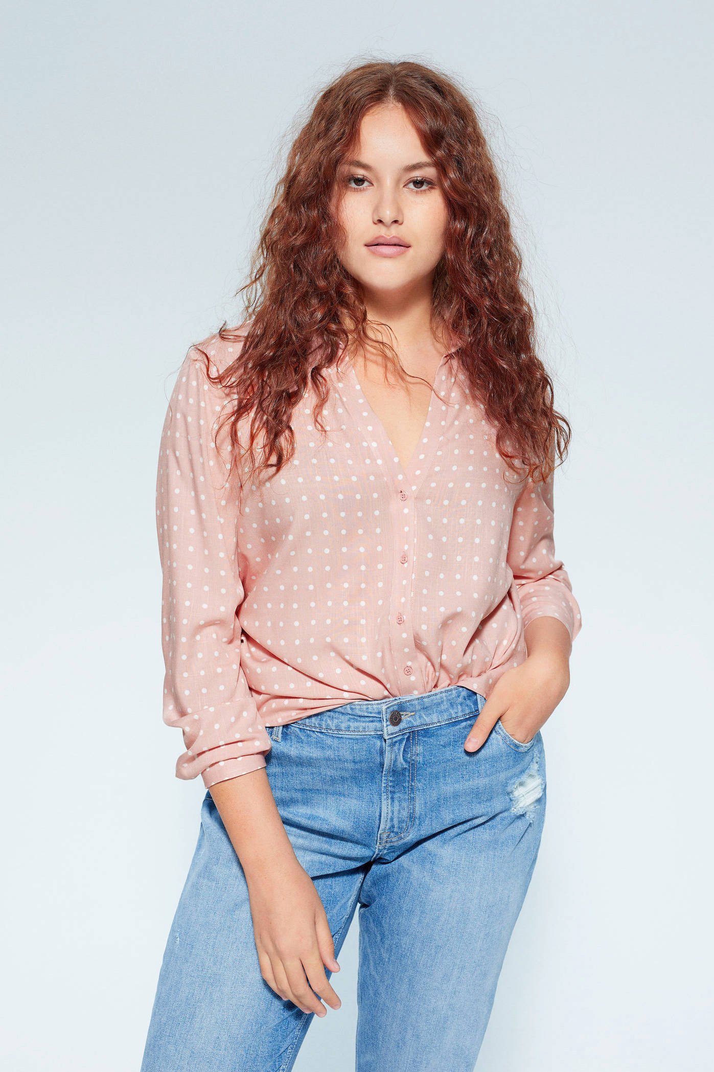 Violeta by Mango blouse met stippen rozewit | wehkamp Mango blouse met stippen roze rood | wehkamp