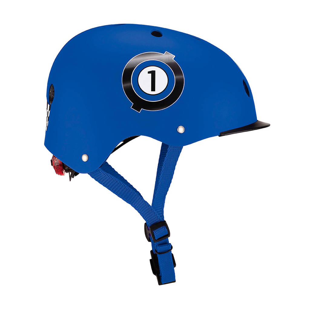 Globber kinderhelm Elite Lights Racing Blue, Blauw