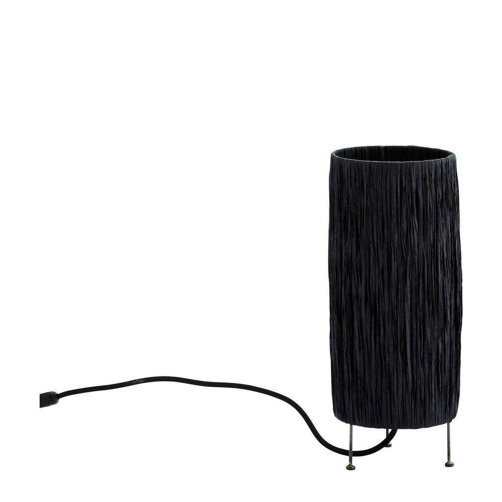 Madam Stoltz tafellamp Raffia, Zwart
