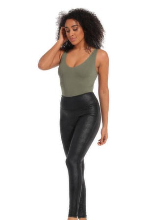 corrigerende imitatieleren legging zwart