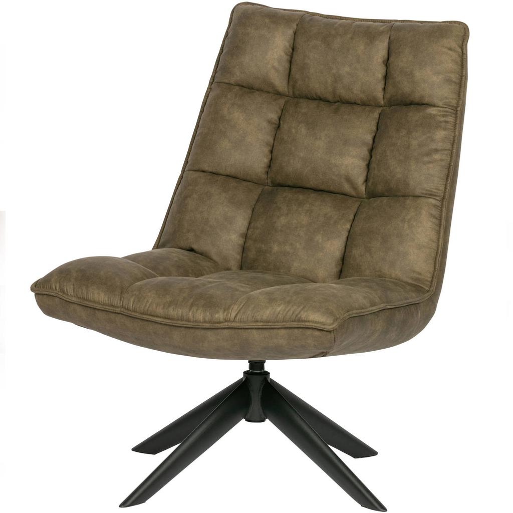 WOOOD WOOOD Jouke Draaifauteuil - Kunstleer - Groen - 97x70x85