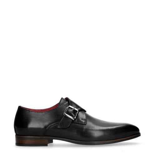 Manfield leren gespschoenen zwart afbeelding