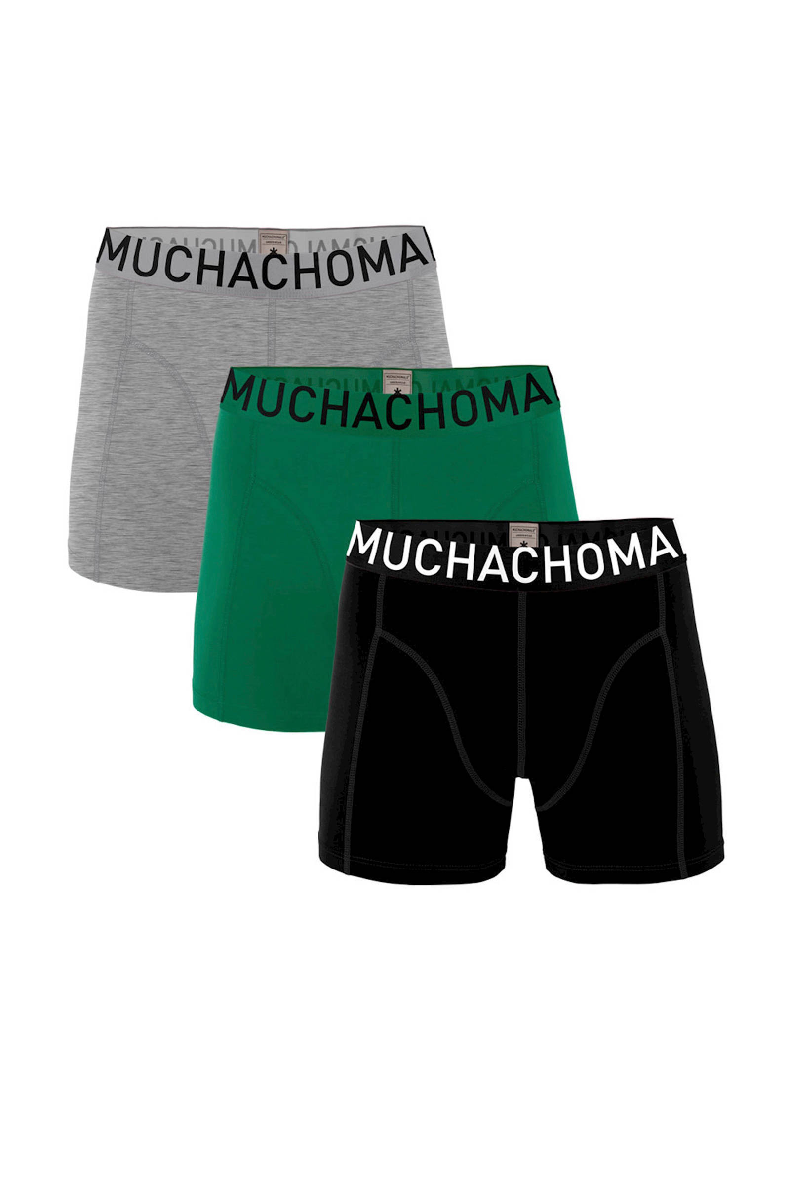 Muchachomalo Boxershorts Solid 3 Pack , Groen, Heren online kopen