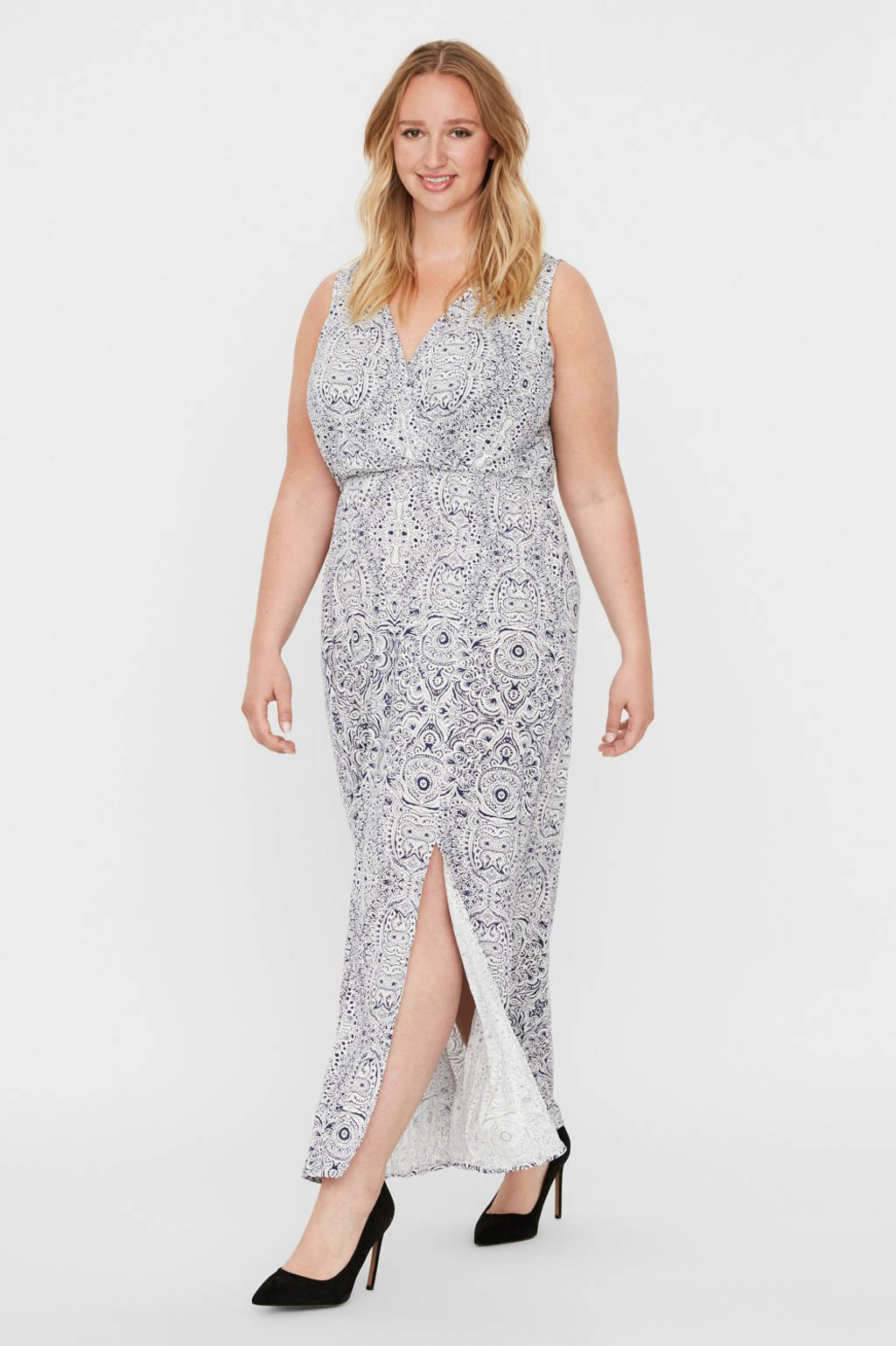 JUNAROSE maxi jurk met all over print blauw, Blauw
