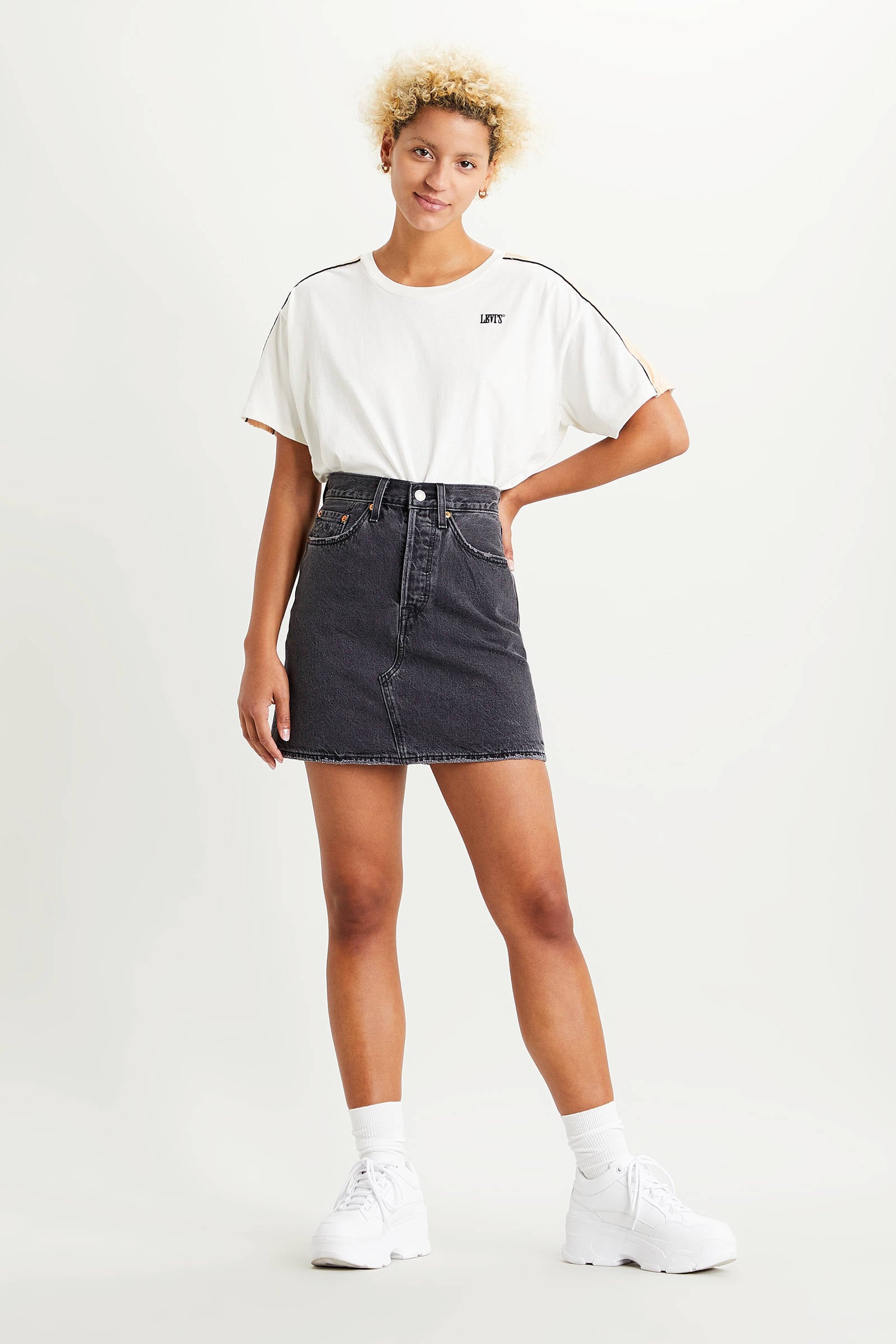 Levi's spijkerrok Decon Iconic Boyfriend zwart | wehkamp