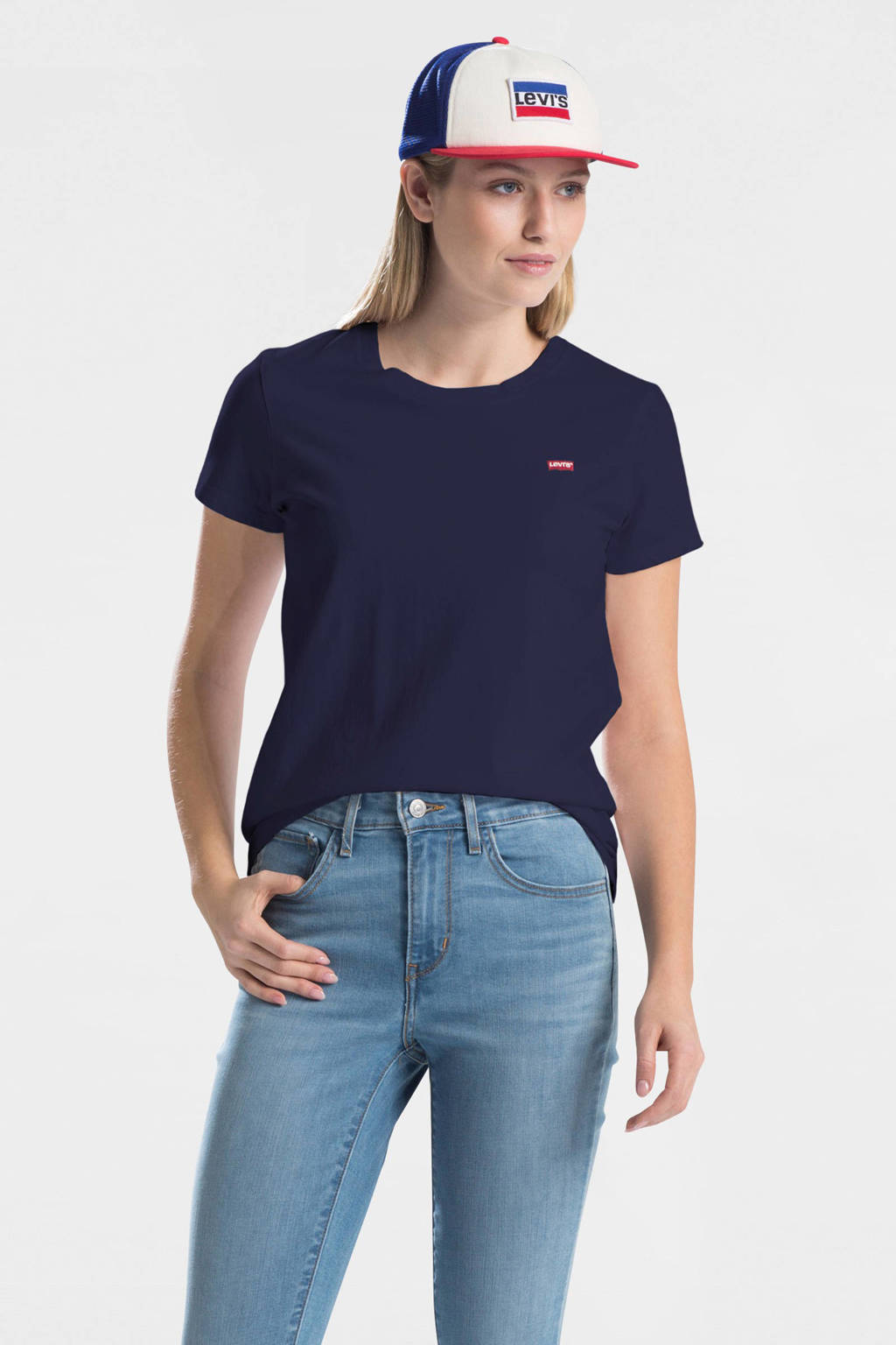 hoofdonderwijzer fout kamp Levi's T-shirt met logo donkerblauw | wehkamp