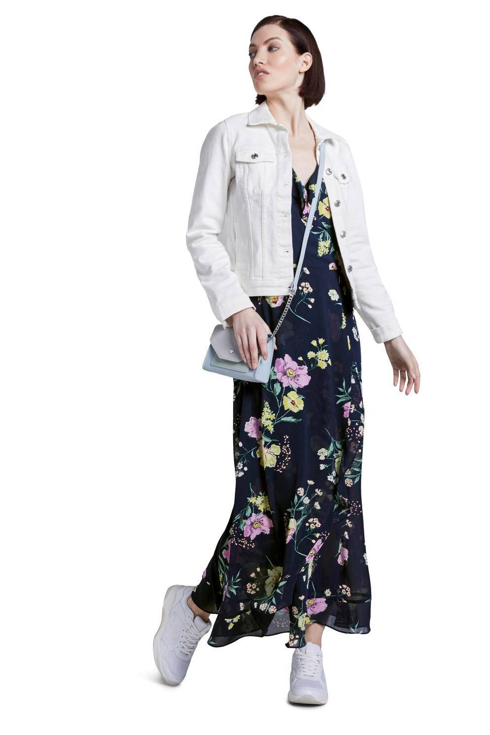 Tom Tailor Denim gebloemde maxi jurk blauwmulti | wehkamp Multi gekleurde Lange rokken TOM TAILOR DENIM Maat XXL