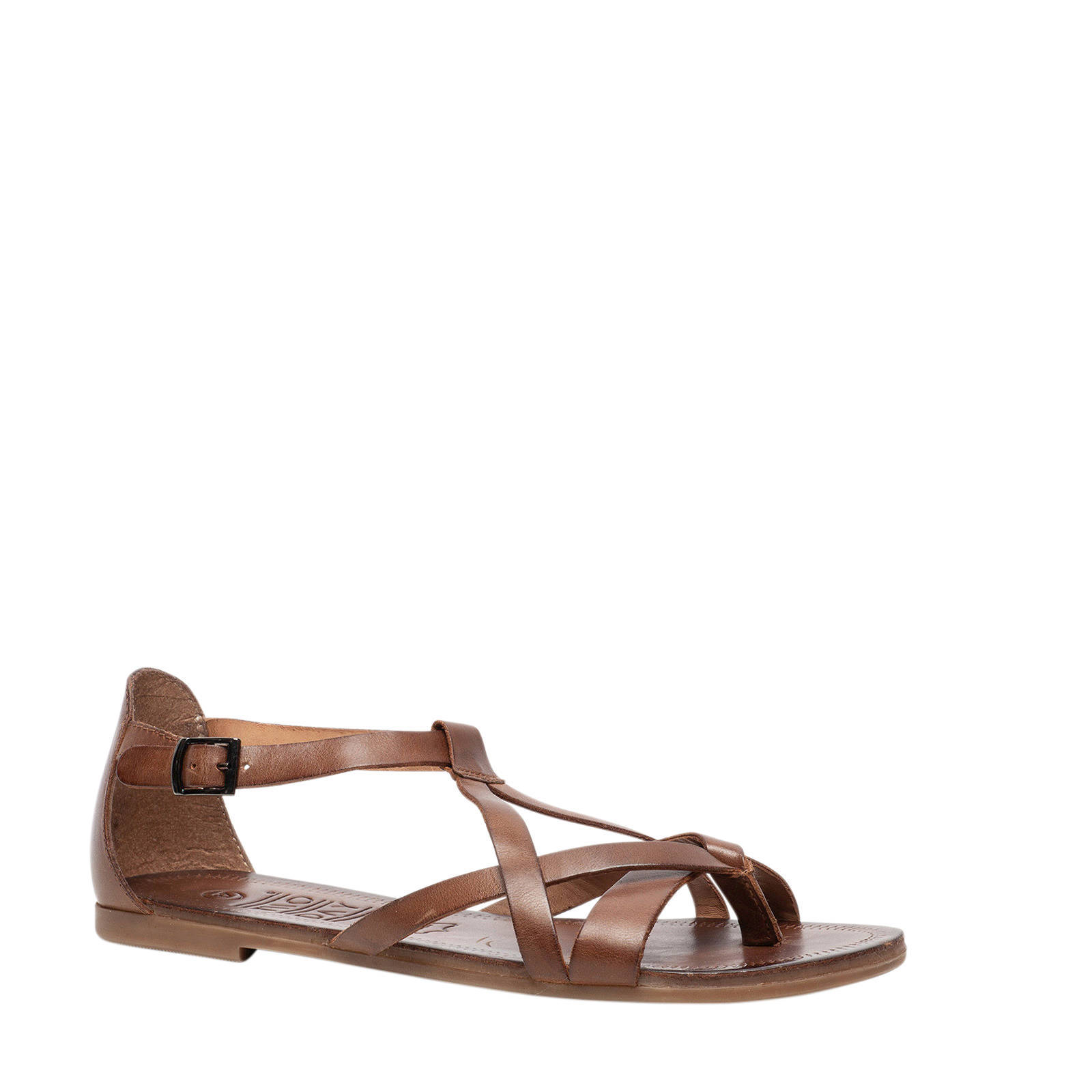Scapino TwoDay leren sandalen cognac | wehkamp