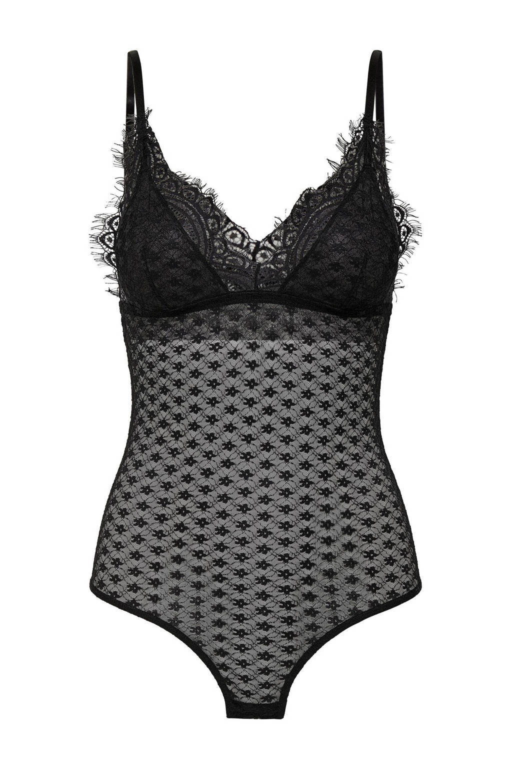 ONLY stringbody Onlaya met kant zwart, Zwart