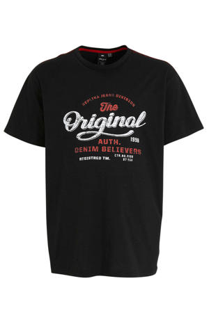 +size T-shirt met printopdruk zwart/wit/rood