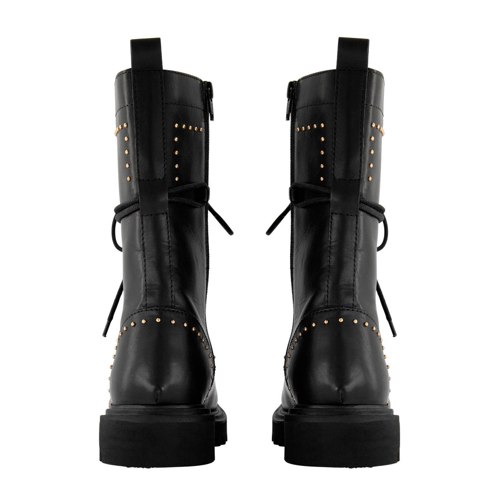 NIKKIE Gold Stud Boots leren veterboots met gouden studs NIKKIE Gold Stud Boots leren veterboots met gouden studs
