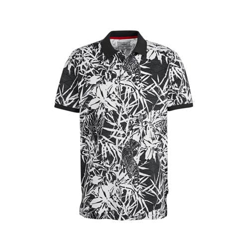 PRODUKT slim fit polo met all over print donkerbla