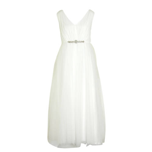 C A XL Yessica jurk en sierstenen wit C A XL Yessica jurk en sierstenen wit