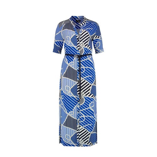 Claudia Sträter blousejurk met all over print en ceintuur blauw Claudia Sträter blousejurk met all over print en ceintuur blauw