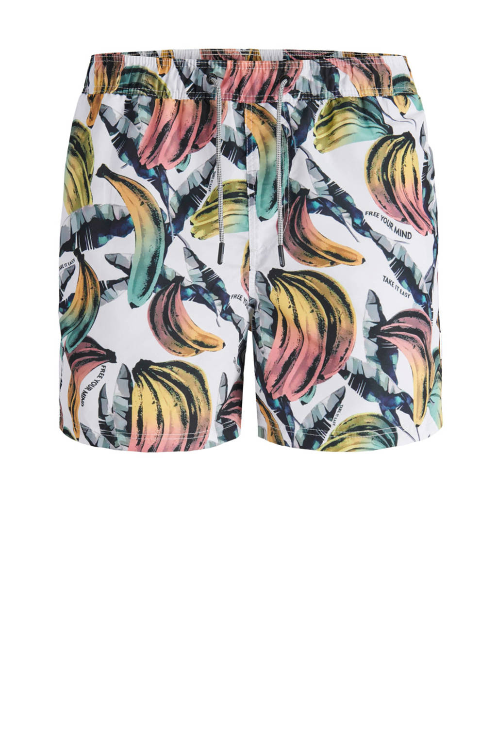 JACK & JONES JEANS INTELLIGENCE zwemshort Aruba met all over print wit, Wit
