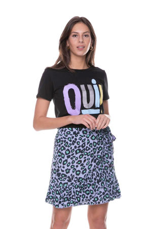rok Shelby met panterprint en ruches lila /mint