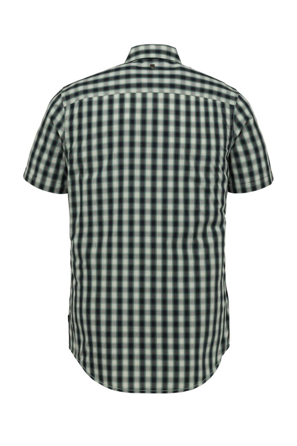 Groene heren PME Legend geruit slim fit overhemd van katoen met korte mouwen en klassieke kraag
