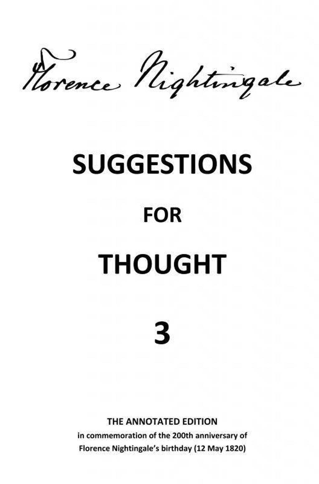Suggestions for Thought 3 - Florence Nightingale