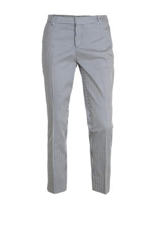gestreepte slim fit broek blauw/wit